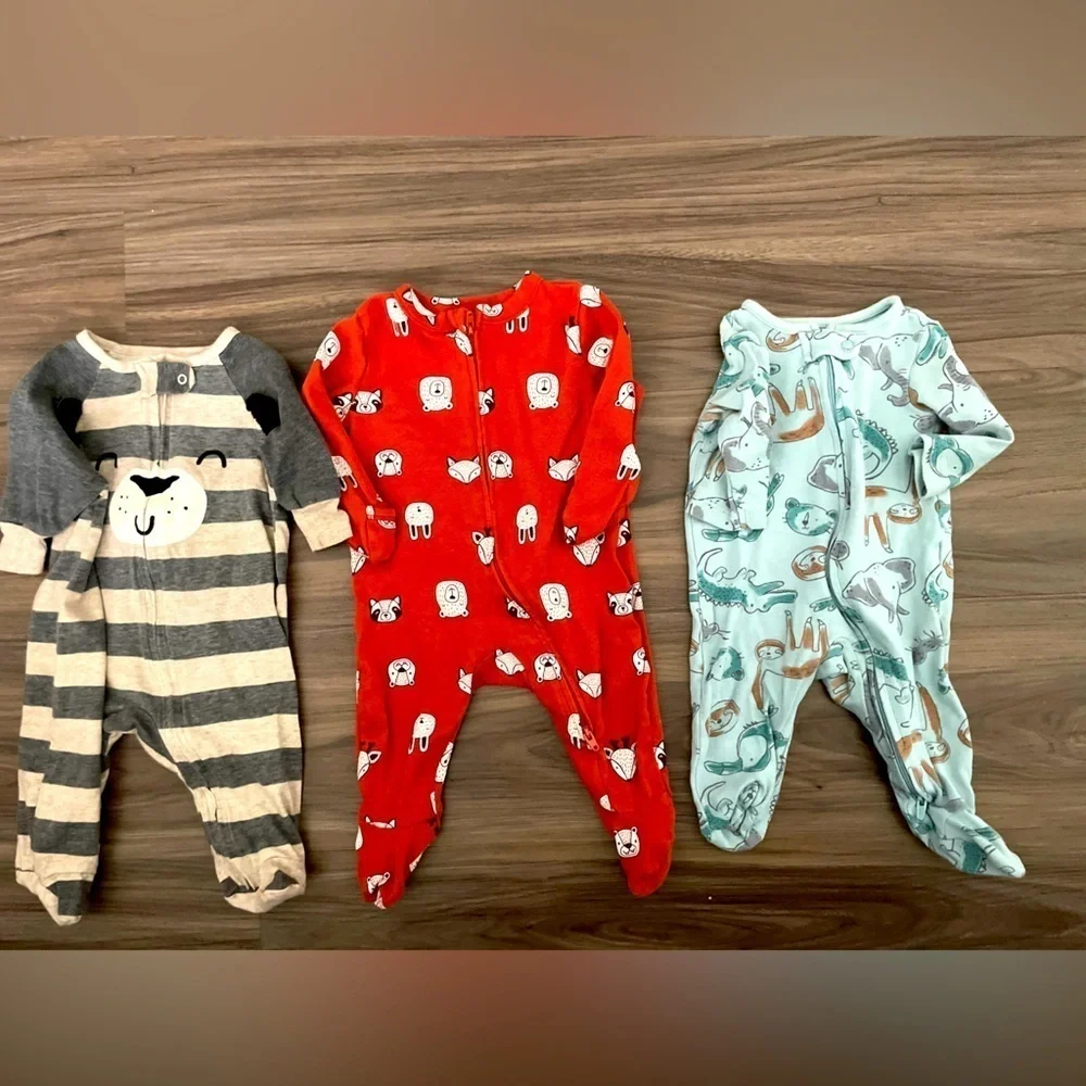 Old Navy Orange and Blue Footed One Pieces Cozy and Stylish footies bundle 0-3M